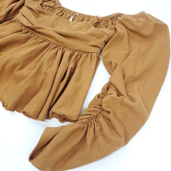 Free People Gigi Long Sleeve Square Neck Smocked Peplum Boho Top - Picture 10 of 13